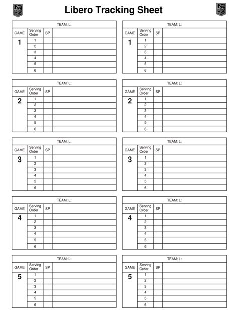 Libero Tracking Sheet Template Blank